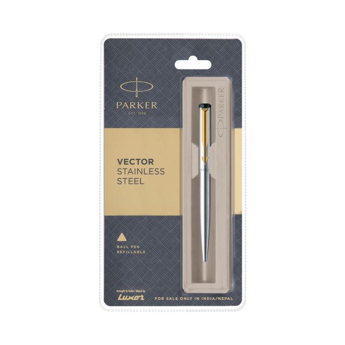 Parker Vector Stainless Steel Ball Pen Gold Trim main product photo