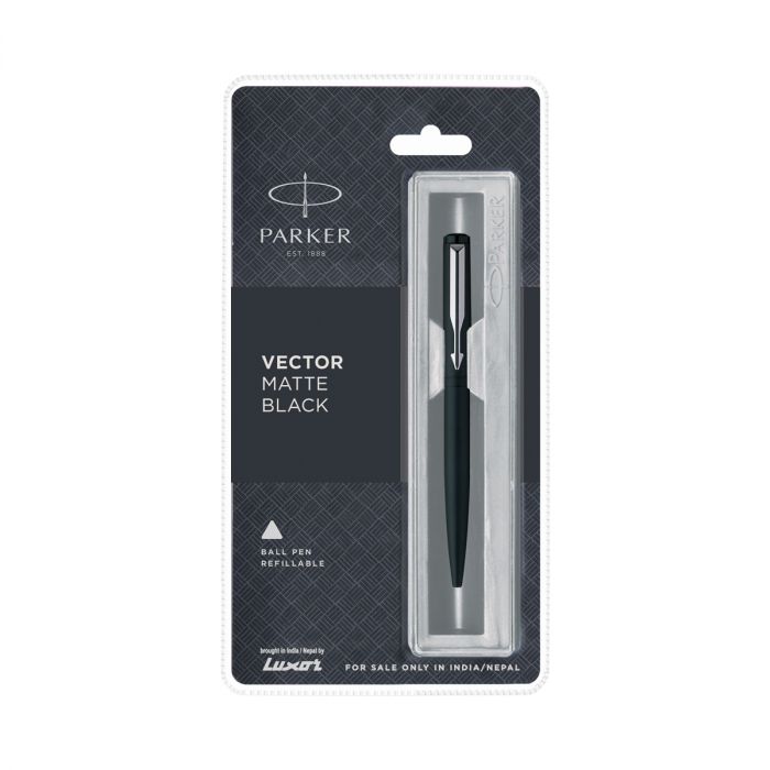 Parker Vector Matte Black Ball Pen Chrome Trim main product photo