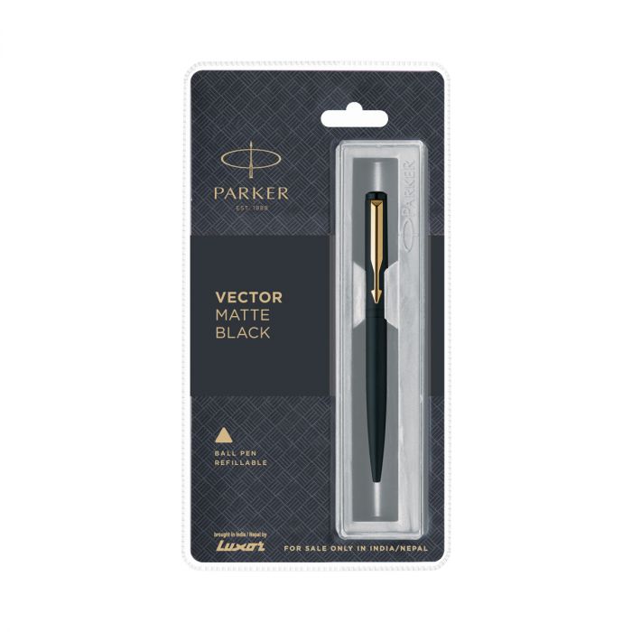 Parker Vector Matte Black Ball Pen Gold Trim main product photo