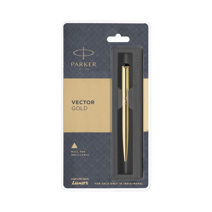 Parker Vector Chrome Trimor Stainless Steel Gold Ball Pen main product photo