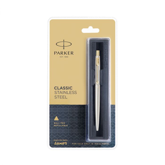 Parker Classic Stainless Steel Gold Trim Ball Pen main product photo