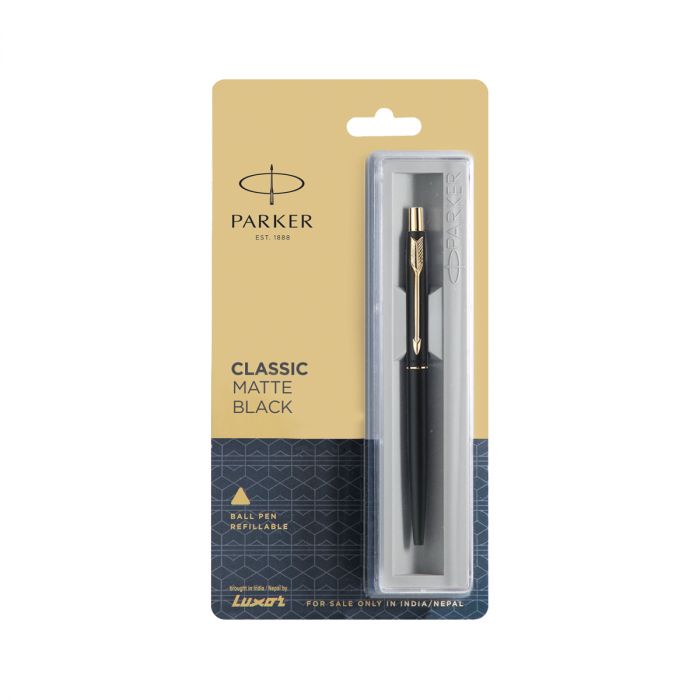 Parker Classic Matte Black Gold Trim Ball Pen main product photo