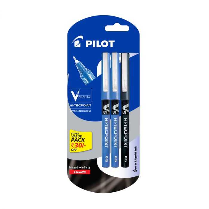 Pilot V5 Pen 2 Blue + 1 Black main product photo