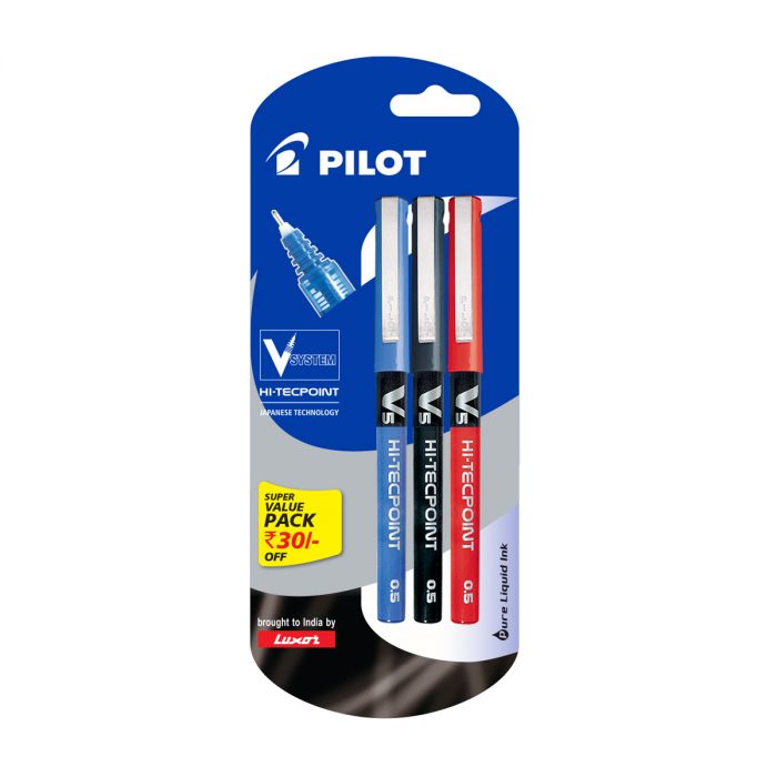 Pilot V5 Pen 1 Blue + 1 Black +1 Red main product photo