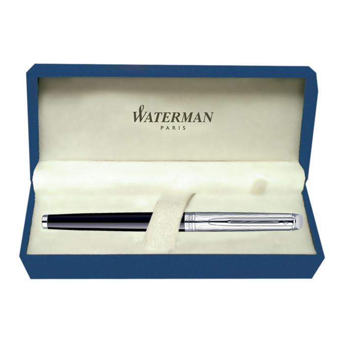Waterman Hemisphere Dlx Black Chrome Trim  Fountain Pen Medium Nib main product photo