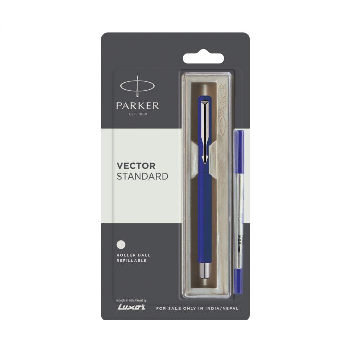 Parker Vector Standard Roller Ball Pen Chrome Trim Blue Body Color main product photo