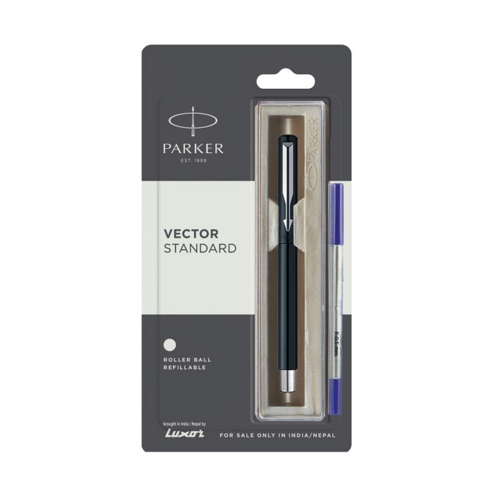 Parker Vector Standard Roller Ball Pen Chrome Trim Black Body Color main product photo