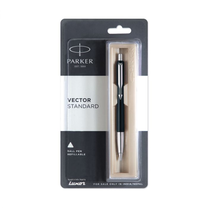 Parker Vector Standard Ball Pen Chrome Trim Black Body Color main product photo