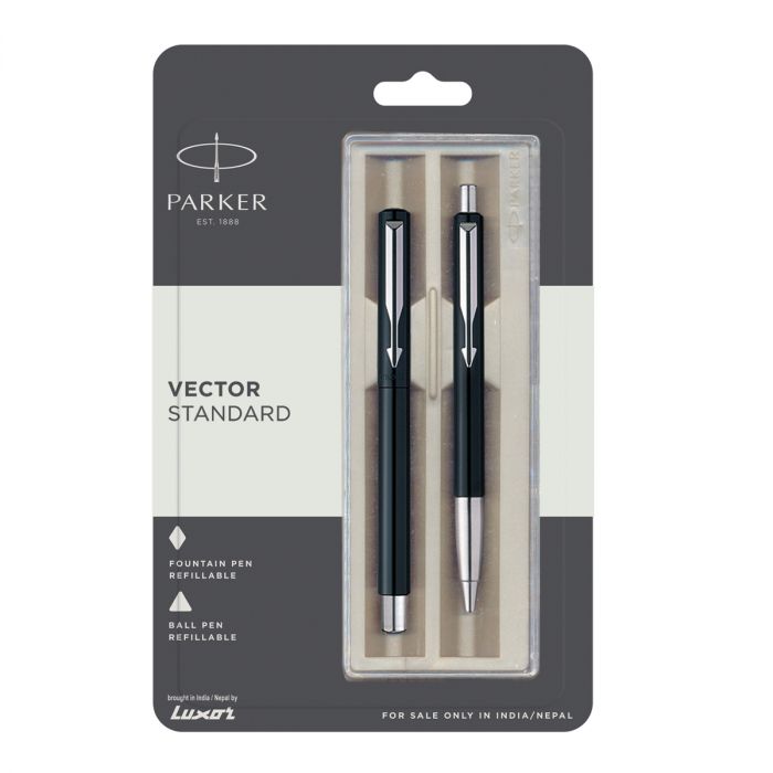 Parker Vector Standard Fountain Pen+Ball Pen Black Body Color main product photo