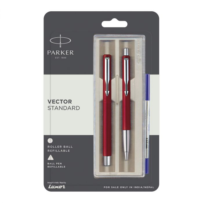 Parker Vector Standard Roller Ball Pen+Ball Pen Red main product photo