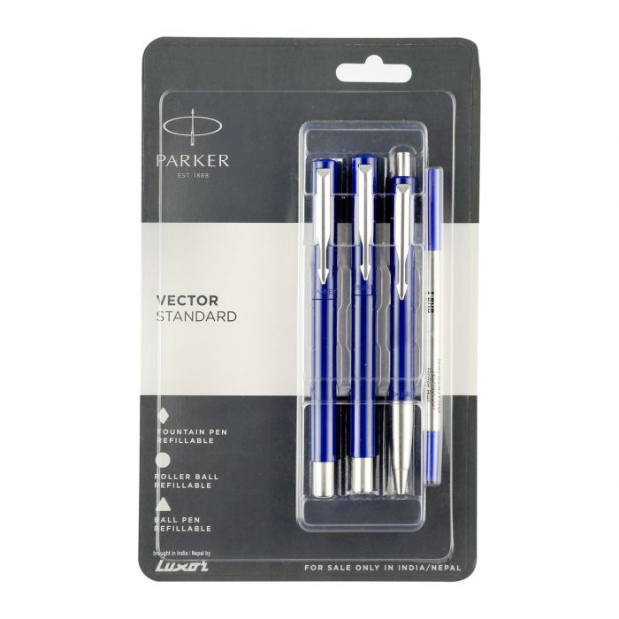 Parker Vector Standard Triple Blue ( Fountain Pen + Roller Ball Pen + Ball Pen) main product photo