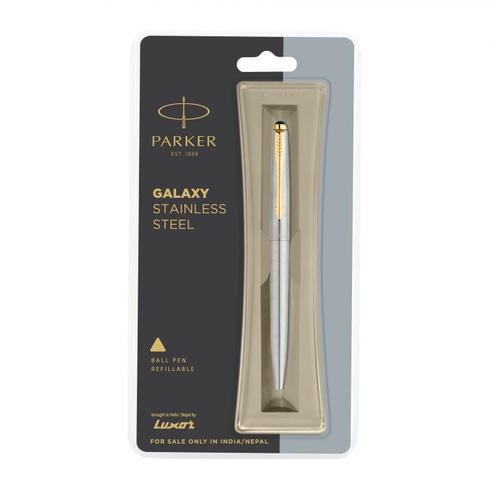 Parker Galaxy Stainless Steel Gold Trim Ball Pen main product photo