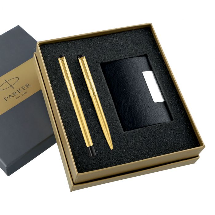 Parker Vector Gold Roller Ball Pen+Ball Pen With Card Holder main product photo