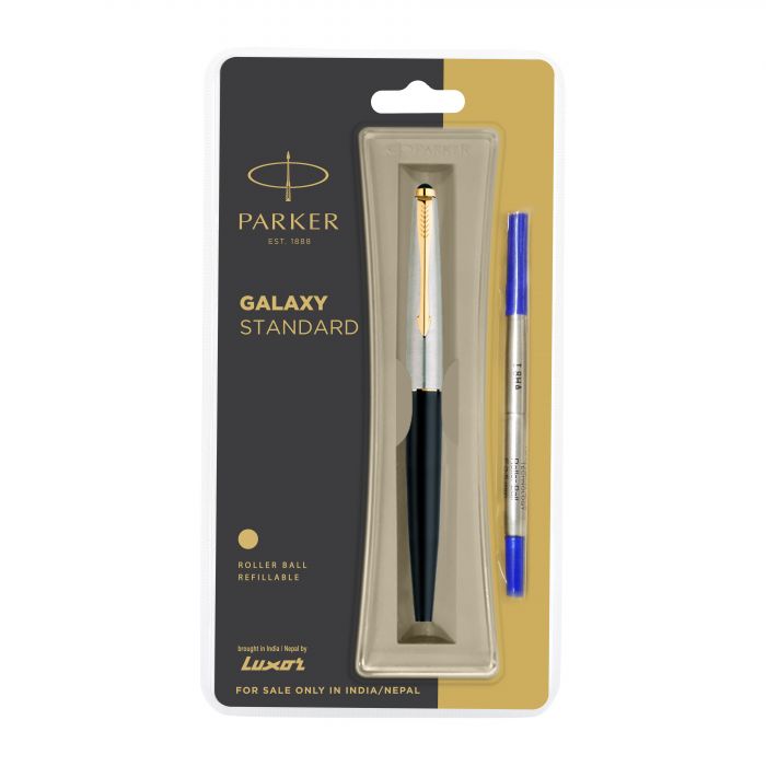Parker Galaxy Standard Gold Trim Roller Ball Pen Black Body Color main product photo