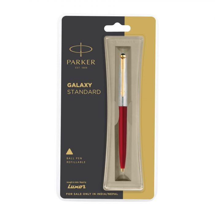 Parker Galaxy Standard Gold Trim Ball Pen Red Body Color main product photo