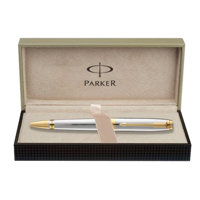 Parker Odyssey Shiny Chrome Chiselled Gold Trim Ball Pen main product photo