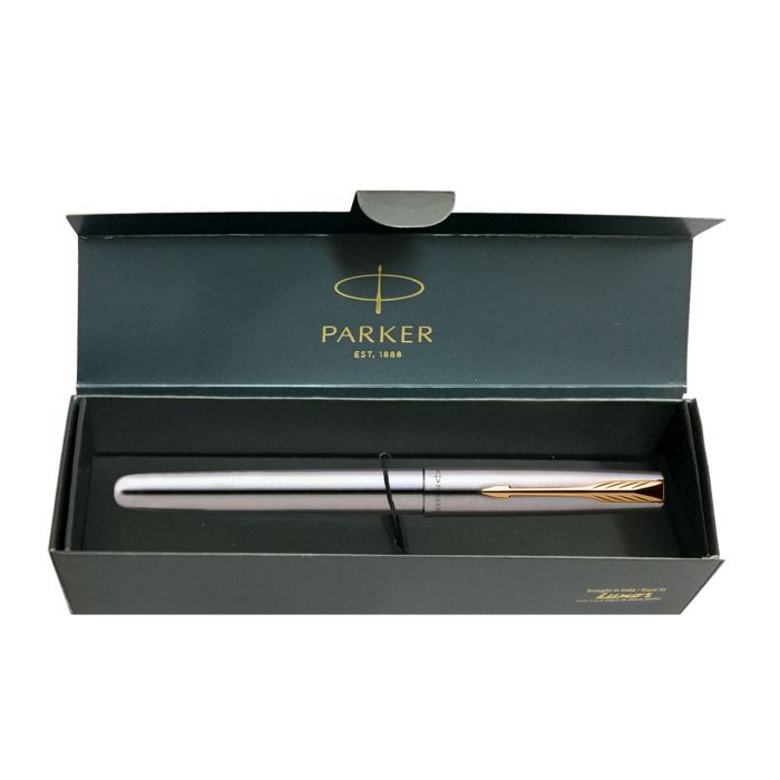 Parker Frontier Stainless Steel Gold Trim Fountain Pen main product photo