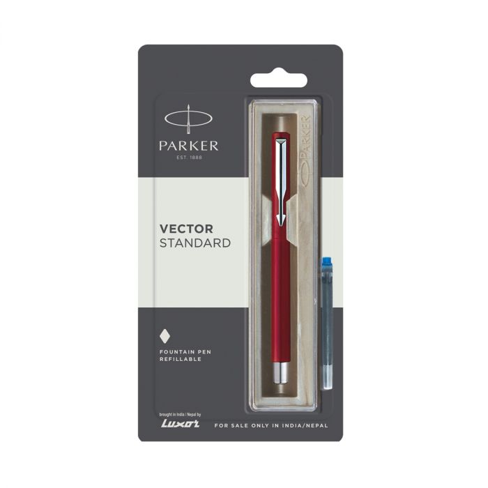 Parker Vector Standard Fountain Pen Fine Tip With 1  Ink Cartridge Red Body Color main product photo