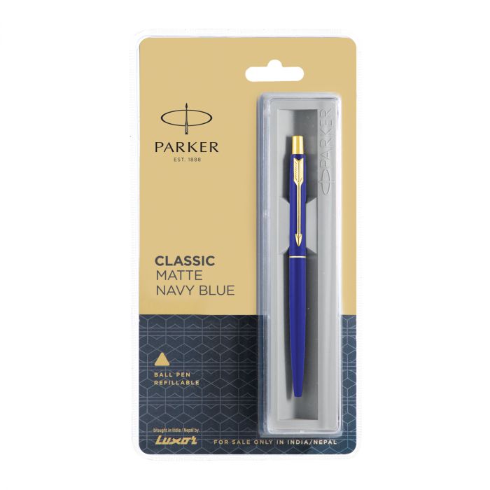 Parker Classic Matte Navy Blue Gold Trim Ball Pen main product photo