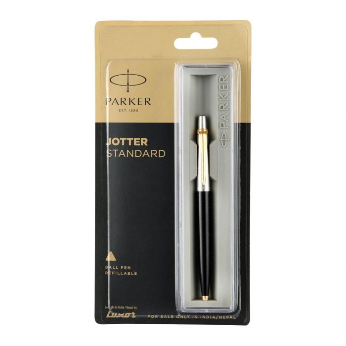 Parker Jotter Standard Ball Pen Gold Trim Black main product photo