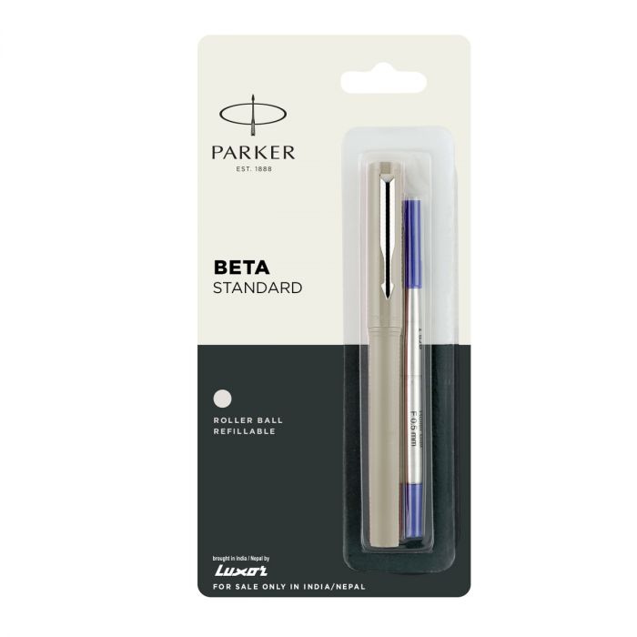 Parker Beta Standard Roller Ball Pen Chrome Trim Light Grey Body Color main product photo