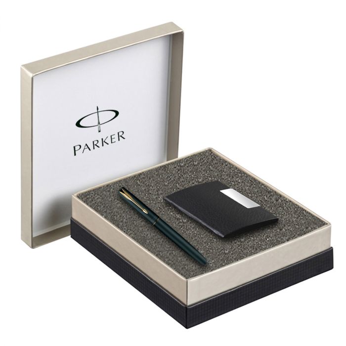 Parker Frontier Matte Black Fountain Pen Gold Trim + Free Card Holder Gift Set main product photo