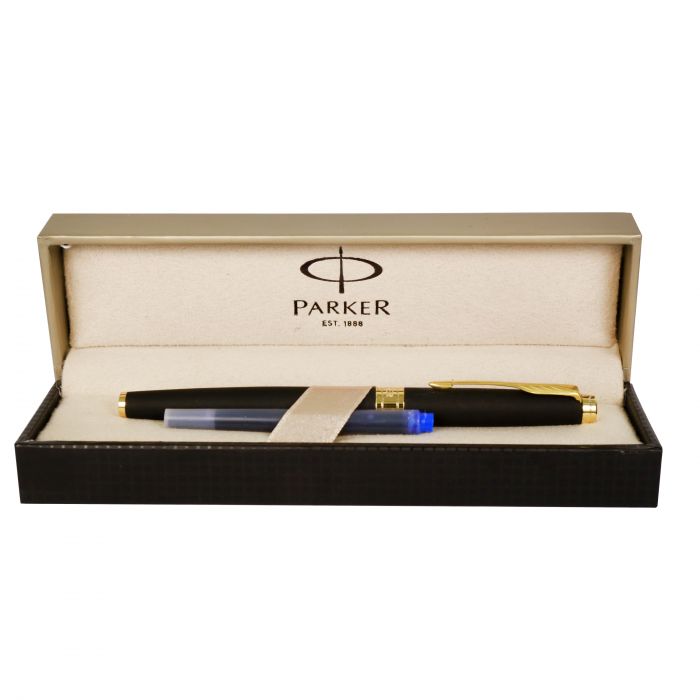 Parker Aster Matte Black Gold Trim Fountain Pen main product photo