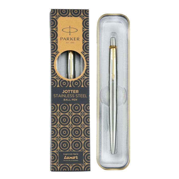 Parker Jotter Stainless Steel Ball Pen Gold Trim main product photo