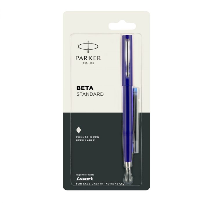 Parker Beta Standard Fountain Pen Chrome Trim Light Blue Body Color +1 Ink Cartridge Free main product photo