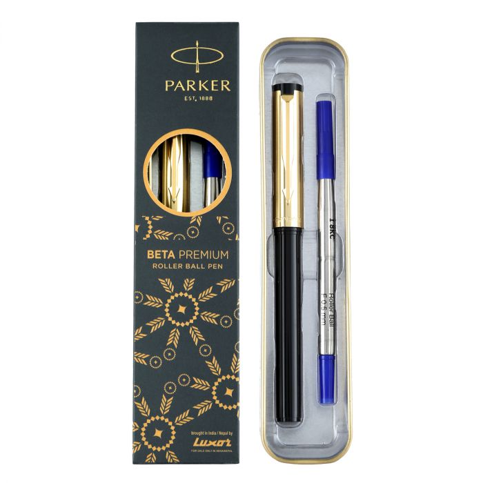 Parker Beta Premium Roller Ball Pen Gold Trim Gold Finish Cap main product photo