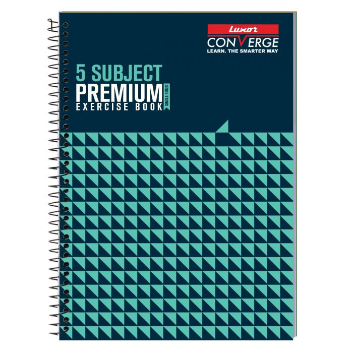 Luxor 5 Subject Spiral Premium Exercise Notebook, Single Ruled - (21cm x 29.7cm), 250 Pages- Seamless main product photo