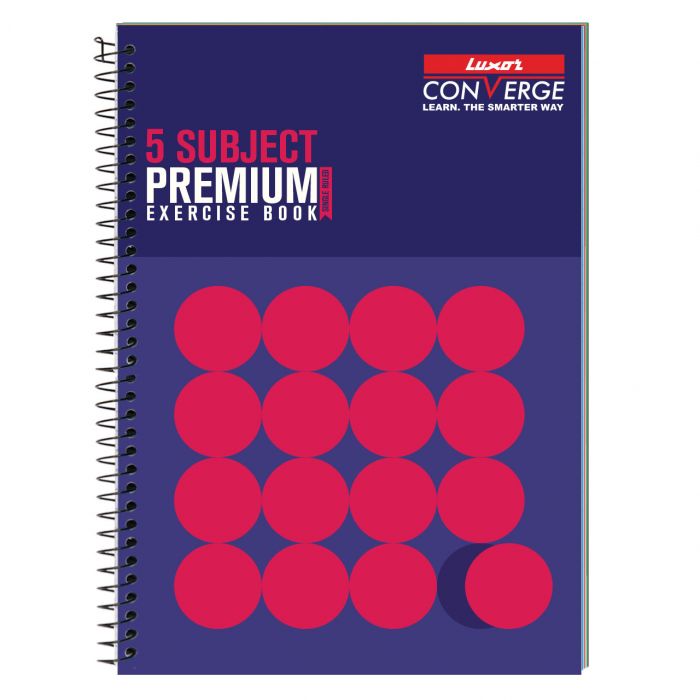 Luxor 5 Subject Spiral Premium Exercise Notebook, Single Ruled - (21cm x 29.7cm), 250 Pages- Standout main product photo