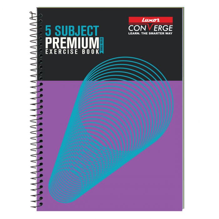 Luxor 5 Subject Spiral Premium Exercise Notebook, Single Ruled - (21cm x 29.7cm), 250 Pages- Spiral main product photo