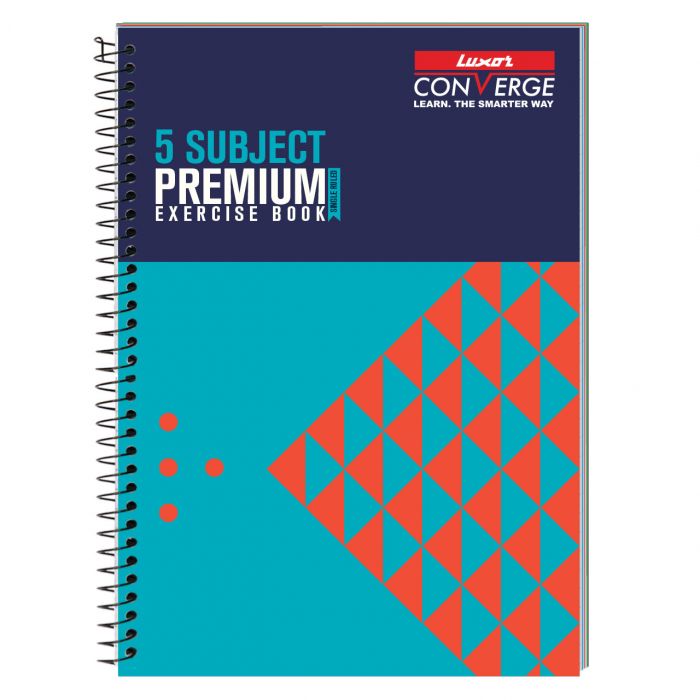 Luxor 5 Subject Spiral Premium Exercise Notebook, Single Ruled - (21cm x 29.7cm), 250 Pages- Pyramid main product photo