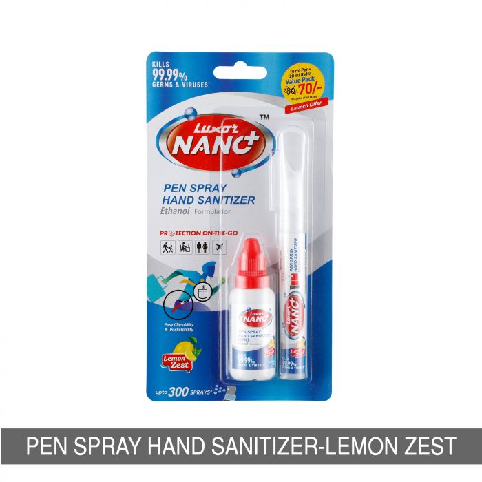 Pen Spray Hand Sanitizer with Refill bottle  10 ml + 20 ml  Lemon Zest main product photo