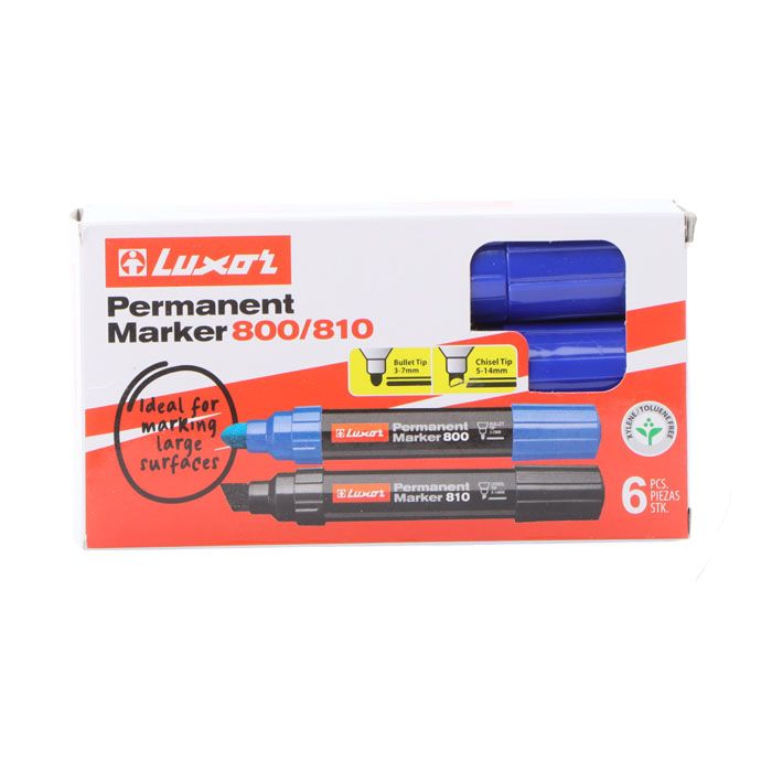 Luxor Permanent Marker Set - Quick-Drying & Smudge-Proof, for All Surfaces  (Pack of 6)