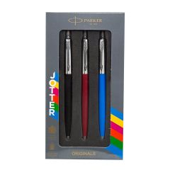 Parker Jotter Standard Ball Pen Combo Set in Black, Blue, Red, Ideal for Office Professionals, College Students, and Personal Use, Versatile and Reliable