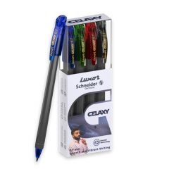 Luxor Schneider Gelaxy Gel Pen| Pack of 4 - Assorted Ink Colour| Refillable| 0.7 mm tip| Quick dry ink| German Technology| Smooth writing experience| Pens For Students