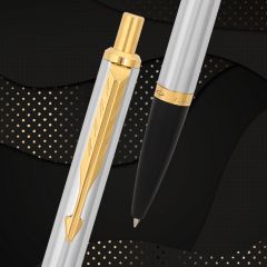 Parker Latitude Shiny  Chrome Gold Trim Ball Pen