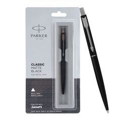 Parker Classic Matte Black| Gun Metal Trim |Ball Pen| Ink Colour – Blue