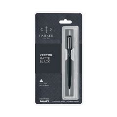 Parker Vector Ball Pen, Refillable, Matte Black, Gold Trim (1 Count, Pack of 1, Ink - Blue), Excellent for Gifting, Supreme Pen for Professionals and Scholars