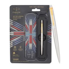 Parker Jotter Stainless Steel Ball Pen Gold Trim - London