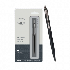 Parker Classic Matte Black Chrome Trim Ball Pen, Perfect for Office Professionals, College Students, and Personal Use, Stylish and Reliable Writing Tool