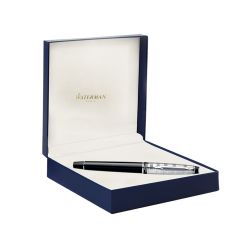 Waterman Expert Deluxe Black Chrome Trim  Roller Ball Pen