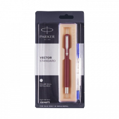 Parker Vector Standard Roller Ball Pen, Red Body and Ink, Perfect for Office Professionals, College Students, and Bold Writing Statements