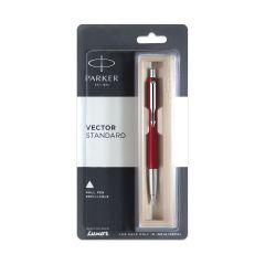 Parker Vector  Standard Ball Pen Chrome Trim Red Body Color