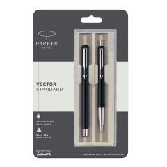 Parker Vector Standard Fountain Pen+Ball Pen Black Body Color