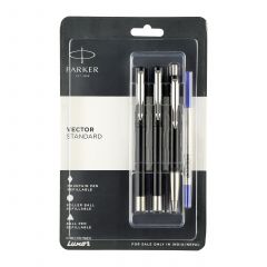 Parker Vector Standard Triple Black Body Color  ( Fountain Pen + Roller Ball Pen + Ball Pen)