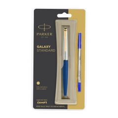 Parker Galaxy Standard Gold Trim Roller Ball Pen Blue Body Color