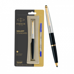 Parker Galaxy Standard Gold Trim Roller Ball Pen Black Body Color